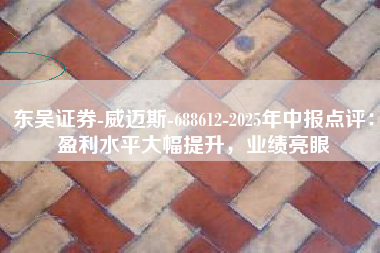 东吴证券-威迈斯-688612-2025年中报点评：盈利水平大幅提升，业绩亮眼