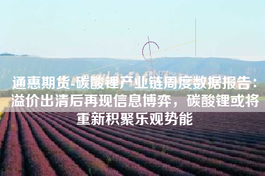 通惠期货-碳酸锂产业链周度数据报告：溢价出清后再现信息博弈，碳酸锂或将重新积聚乐观势能