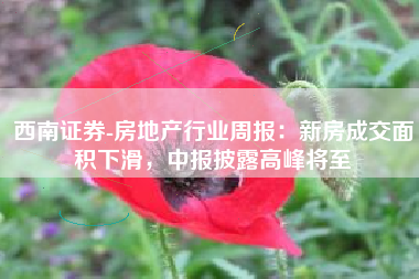 西南证券-房地产行业周报：新房成交面积下滑，中报披露高峰将至