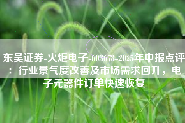 东吴证券-火炬电子-603678-2025年中报点评：行业景气度改善及市场需求回升，电子元器件订单快速恢复