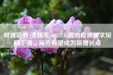 财通证券-亚辉龙-688575-国内检测需求短期下滑，海外有望成为新增长点