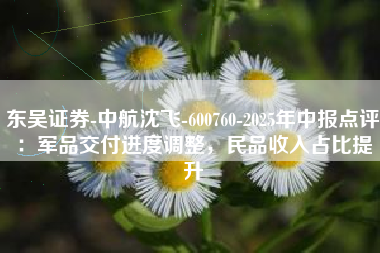 东吴证券-中航沈飞-600760-2025年中报点评：军品交付进度调整，民品收入占比提升