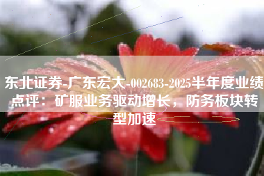 东北证券-广东宏大-002683-2025半年度业绩点评：矿服业务驱动增长，防务板块转型加速