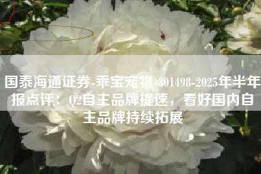 国泰海通证券-乖宝宠物-301498-2025年半年报点评：Q2自主品牌提速，看好国内自主品牌持续拓展