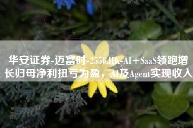 华安证券-迈富时-2556.HK-AI+SaaS领跑增长归母净利扭亏为盈，AI及Agent实现收入
