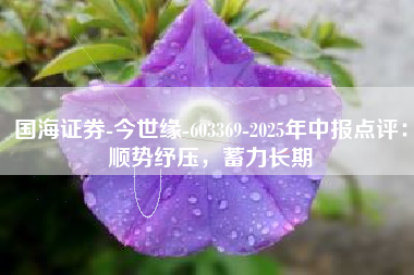 国海证券-今世缘-603369-2025年中报点评：顺势纾压，蓄力长期