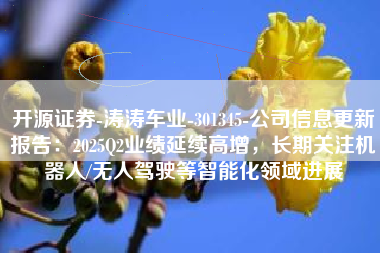 开源证券-涛涛车业-301345-公司信息更新报告：2025Q2业绩延续高增，长期关注机器人/无人驾驶等智能化领域进展
