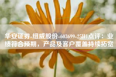 华安证券-纽威股份-603699-25H1点评：业绩符合预期，产品及客户覆盖持续拓宽