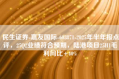 民生证券-嘉友国际-603871-2025年半年报点评，25Q2业绩符合预期，陆港项目25H1毛利同比+40%