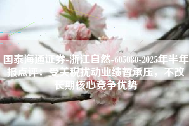 国泰海通证券-浙江自然-605080-2025年半年报点评：受关税扰动业绩暂承压，不改长期核心竞争优势