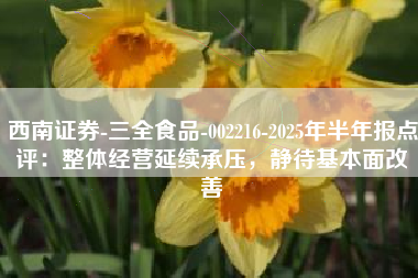 西南证券-三全食品-002216-2025年半年报点评：整体经营延续承压，静待基本面改善