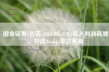 国金证券-古茗-1364.HK-25H1收入利润高增，开店&单店亮眼