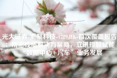 光大证券-汇聚科技-1729.HK-首次覆盖报告：精密线缆解决方案商，立讯控股赋能“数据中心+汽车”业务发展