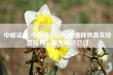 中邮证券-今世缘-603369-业绩释放真实经营压力，最差时点已过