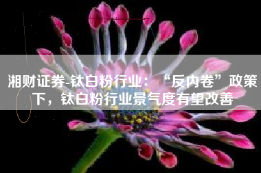 湘财证券-钛白粉行业：“反内卷”政策下，钛白粉行业景气度有望改善