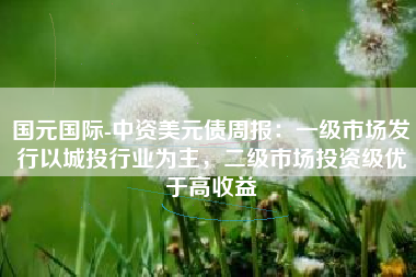 国元国际-中资美元债周报：一级市场发行以城投行业为主，二级市场投资级优于高收益