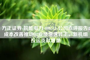 方正证券-皖能电力-000543-公司点评报告：成本改善推动Q2业绩增速转正，新机组投运贡献增量