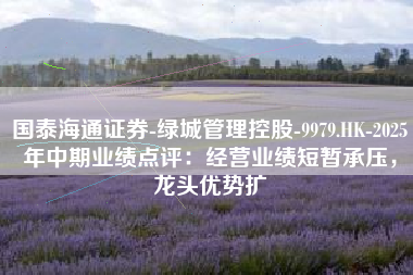 国泰海通证券-绿城管理控股-9979.HK-2025年中期业绩点评：经营业绩短暂承压，龙头优势扩