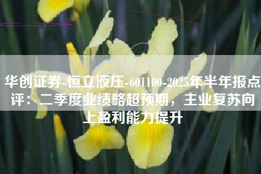 华创证券-恒立液压-601100-2025年半年报点评：二季度业绩略超预期，主业复苏向上盈利能力提升
