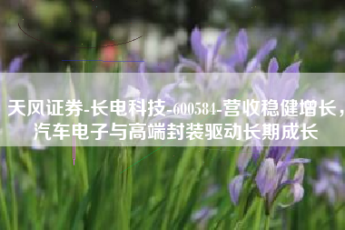 天风证券-长电科技-600584-营收稳健增长，汽车电子与高端封装驱动长期成长