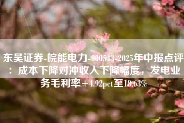 东吴证券-皖能电力-000543-2025年中报点评：成本下降对冲收入下降幅度，发电业务毛利率+4.92pct至18.63%