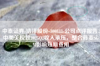 中泰证券-浩洋股份-300833-公司点评报告：中美关税致2025Q2收入承压，整合丹麦SGM影响短期费用