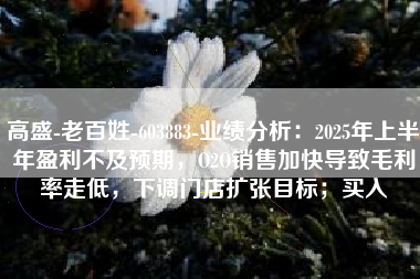 高盛-老百姓-603883-业绩分析：2025年上半年盈利不及预期，O2O销售加快导致毛利率走低，下调门店扩张目标；买入