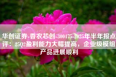 华创证券-香农芯创-300475-2025年半年报点评：25Q2盈利能力大幅提高，企业级模组产品进展顺利