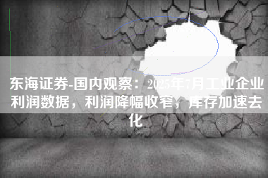 东海证券-国内观察：2025年7月工业企业利润数据，利润降幅收窄，库存加速去化