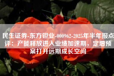 民生证券-东方钽业-000962-2025年半年报点评：产能释放进入业绩加速期，定增预案打开远期成长空间