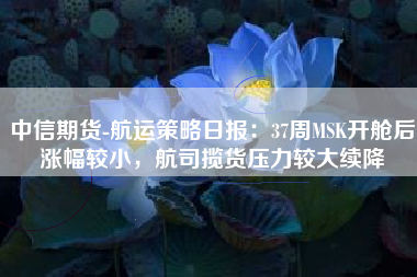 中信期货-航运策略日报：37周MSK开舱后涨幅较小，航司揽货压力较大续降