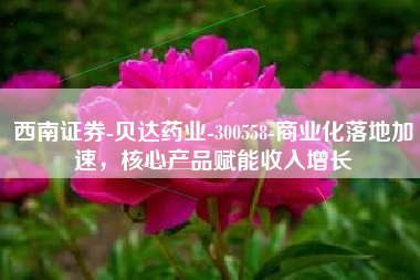 西南证券-贝达药业-300558-商业化落地加速，核心产品赋能收入增长