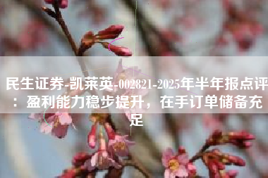 民生证券-凯莱英-002821-2025年半年报点评：盈利能力稳步提升，在手订单储备充足