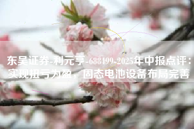 东吴证券-利元亨-688499-2025年中报点评：实现扭亏为盈，固态电池设备布局完善