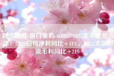 民生证券-厦门象屿-600057-2025年半年报点评：25Q2归母净利同比+41%，1H25大宗物流毛利同比+21%