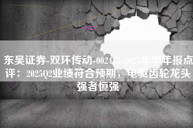 东吴证券-双环传动-002472-2025年半年报点评：2025Q2业绩符合预期，电驱齿轮龙头强者恒强