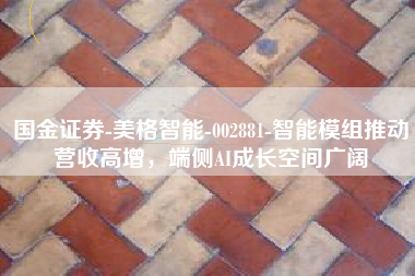 国金证券-美格智能-002881-智能模组推动营收高增，端侧AI成长空间广阔