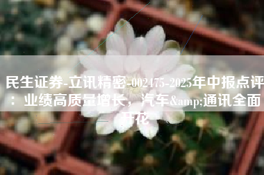 民生证券-立讯精密-002475-2025年中报点评：业绩高质量增长，汽车&通讯全面开花