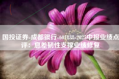 国投证券-成都银行-601838-2025中报业绩点评：息差韧性支撑业绩修复