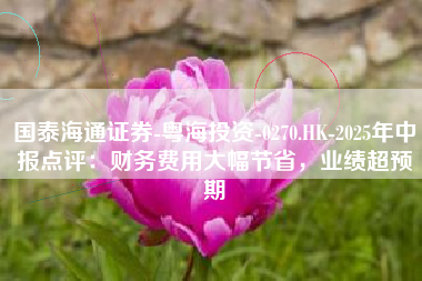 国泰海通证券-粤海投资-0270.HK-2025年中报点评：财务费用大幅节省，业绩超预期
