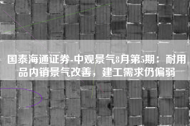 国泰海通证券-中观景气8月第5期：耐用品内销景气改善，建工需求仍偏弱
