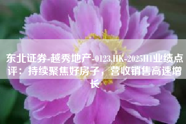 东北证券-越秀地产-0123.HK-2025H1业绩点评：持续聚焦好房子，营收销售高速增长