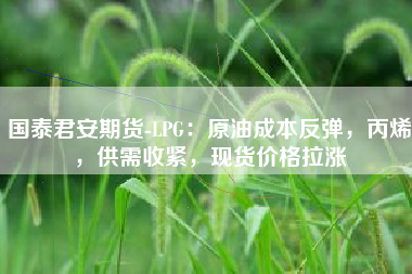 国泰君安期货-LPG：原油成本反弹，丙烯，供需收紧，现货价格拉涨