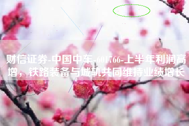 财信证券-中国中车-601766-上半年利润高增，铁路装备与城轨共同维持业绩增长