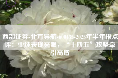西部证券-北方导航-600435-2025年半年报点评：业绩表现亮眼，“十四五”攻坚牵引高增