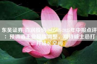 东吴证券-百润股份-002568-2025年中报点评：预调酒主业延续调整，期待威士忌打开成长空间