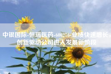 中银国际-恒瑞医药-600276-业绩快速增长，创新驱动公司进入发展新阶段
