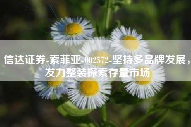 信达证券-索菲亚-002572-坚持多品牌发展，发力整装探索存量市场