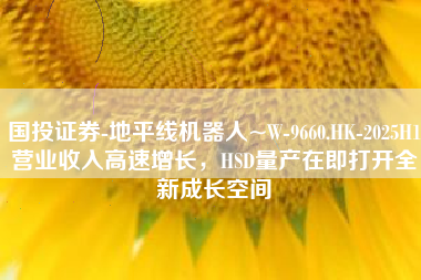 国投证券-地平线机器人~W-9660.HK-2025H1营业收入高速增长，HSD量产在即打开全新成长空间