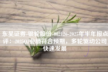 东吴证券-银轮股份-002126-2025年半年报点评：2025Q2业绩符合预期，多轮驱动公司快速发展